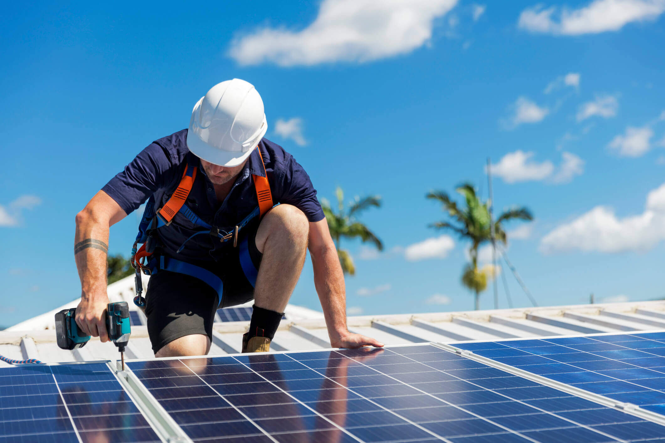 Professional solar panel installation process