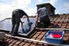 Solar panel installation on a rooftop